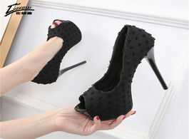 Foto van Schoenen party heels women autumn fashion platform pumps high heels14 12 10cm shoes s peep toe shall