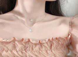 Foto van Sieraden 925 sterling silver double layer star moon clavicle chain necklace women girl cubic zircon 