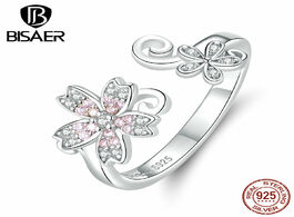 Foto van Sieraden cherry flowers rings bisaer 925 sterling silver pink sakura finger for women jewelry anel e