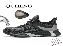 Foto van Schoenen quheng outdoor men and women safety boots breathable shoes casual plus size construction fr