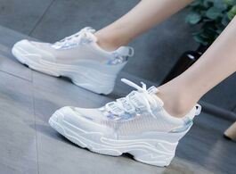 Foto van Schoenen swyivy mesh breathable casual shoes women sneakers lace up chunky platform wedge flats ladi