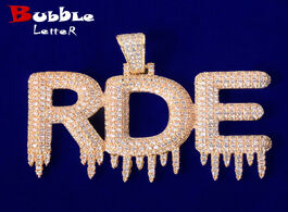 Foto van Sieraden solid custom name drip bubble letters pendant necklaces for men women gold color aaaa cubic