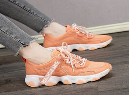 Foto van Schoenen fashion chunky sneakers platform ulzzang orange vulcanized shoes woman lace up sports green