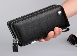 Foto van Tassen luxury brand men clutch bag genuine leather long purse double zipper money clip black busines