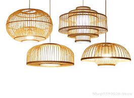 Foto van Lampen verlichting chinese wooden led pendant lights living room individual bamboo hanglamp japanese