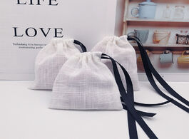 Foto van Sieraden 50pcs jewelry cotton gift bag with black ribbon 9x12cm wedding birthday party candy pouch p
