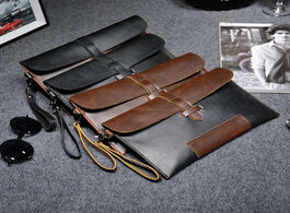 Foto van Tassen crazy horse artificial leather business handbag retro envelope clutch for men casual small pu