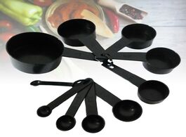 Foto van Huis inrichting 10pcs black plastic measuring spoons cups set tools measure for baking coffee 0.6 1.