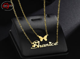 Foto van Sieraden goxijite double layer name necklace for female personalized butterfly initial 2 layers neck