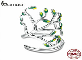 Foto van Sieraden bamoer 925 sterling silver tree of life green leaves adjustable finger rings for women jewe