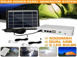 Foto van Elektrisch installatiemateriaal solar panel generator lighting kit usb charger with 2 led light bulb
