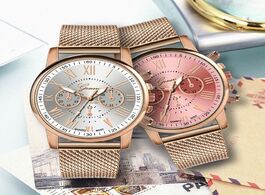Foto van Horloge stainless steel strap watches for women luxury 2020 rose gold dial quartz wrist watch ladies