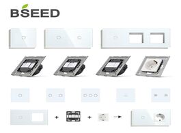 Foto van Woning en bouw bseed wall light switches glass panel parts white touch function eu sockets power out
