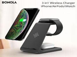 Foto van Telefoon accessoires bonola 3 in1 wireless charger for iphone 11 xs airpods apple watch 23 charging 