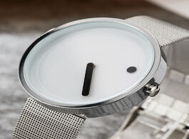 Foto van Horloge unique gift cool minimalist style wristwatch stainless steel creative design dot and line si