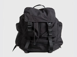 Foto van Tassen black nylon waterproof backpack drawstring shoulder bag men travel large capacity student sch