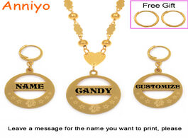 Foto van Sieraden anniyo customize name jewelry sets pendant beads necklaces earrings personalized nameplate 
