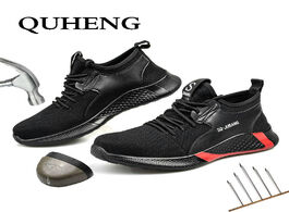 Foto van Schoenen quheng puncture proof boots comfortable industrial shoes men s steel toe work safety casual