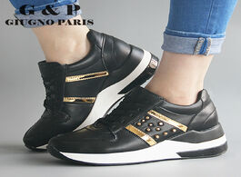 Foto van Schoenen black platform sneakers women luxury 2020 fashion shoes brand designer hot sale with gold d