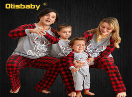 Foto van Baby peuter benodigdheden cotton 100 letter plaid printing christmas pajamas family matching clothes