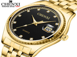 Foto van Horloge chenxi brand watch new fashion men women gold quartz wrist steel waterproof couples calendar