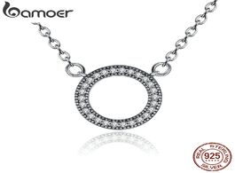 Foto van Sieraden bamoer 925 sterling silver hearts of brand clear round shape cz pendant necklaces for women