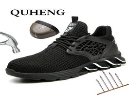 Foto van Schoenen quheng men safety shoes boots breathable work air mesh lightweight sneakers casual big size