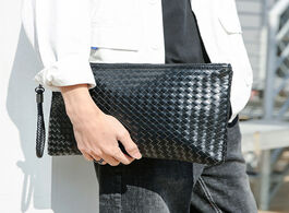 Foto van Tassen fashion leather men s clutch bag handbag brand woven pu classic black 2 type large capacity e