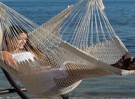 Foto van Meubels large cotton rope hammock chair portable hanging indoor outdoor lazy swing bed romantic