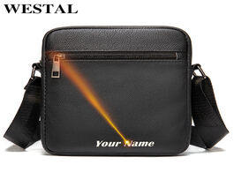 Foto van Tassen westal men s shoulder bag genuine leather crossbody bags for messenger customized small 2020