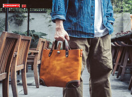 Foto van: Tassen american retro cowhide tote bag leather portable messenger for men ami khaki vintage handbags