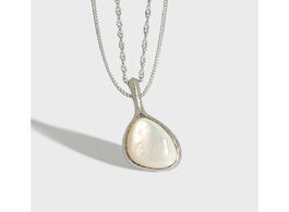 Foto van Sieraden elegant 925 sterling silver water drop white shell pendant necklaces for women multilayer c