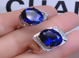 Foto van Sieraden blue crystal sapphire gemstones diamonds rings for men women couple white gold silver color