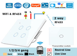 Foto van Elektrisch installatiemateriaal wifi rf433 smart touch switch 2 way wall panel transmitter wireless 