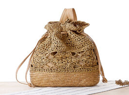 Foto van Tassen 30x39cm college style handmade crochet backpack straw bag knitting natural casual women a7174