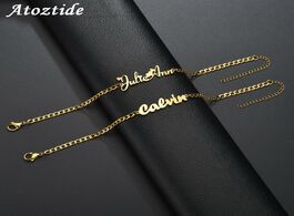 Foto van Sieraden atoztide custom personalized name bracelet stainless steel charms handmade cuban chain engr