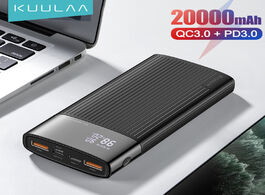 Foto van Telefoon accessoires kuulaa power bank 20000mah quick charge 3.0 portable charger pd fast charging p
