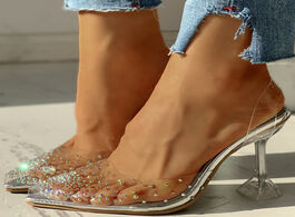 Foto van Schoenen 2020 clear pvc transparent pumps sandals heel stilettos pointed toes womens party shoes nig
