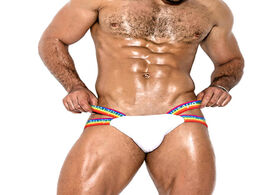 Foto van Sport en spel or pu551 jockstrap rainbow band soft cotton underwear sexy gay penis pouch bikini butt