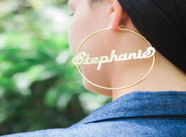 Foto van Sieraden 1 pair rose gold custom name earrings for women personalized stainless steel nameplate hoop