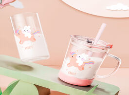 Foto van Huis inrichting children glass water cup cute cartoon toddler drink mug with straw leak proof rabbit