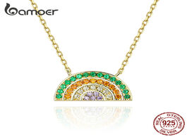 Foto van Sieraden bamoer rainbow choker necklace for women gold color 925 sterling silver korean style delica