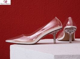 Foto van Schoenen original intention kim kardashian cinderella glass heels pumps transparent 8cm wedding dres