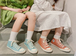 Foto van Schoenen candy color high top classic canvas shoes ulzzang street style casual flat 2020 new wild sn