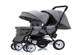 Foto van Baby peuter benodigdheden twin stroller can sit and lie carriage four wheel highland scape lightweig