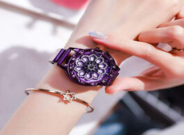 Foto van Horloge fashion luxury women watch rhinestone magnetic tape quartz ladies wristwatch mesh magnet 360