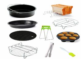 Foto van Huishoudelijke apparaten 9pcs set 6 7 8 inches air fryer accessories pizza tray grill toast rack ste