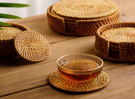 Foto van Huis inrichting handmade vine woven teapot mat coaster holder tea ceremony creative placemat table b