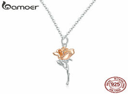 Foto van Sieraden bamoer sterling silver 925 graceful rose pendant necklace for women chain necklaces plated 
