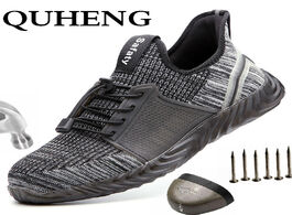 Foto van Schoenen quheng 2020 men s outdoor mesh light breathable safety sneakers puncture proof ultra soft b